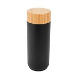 16 Oz. Stainless Steel Lexington Bottle With Bamboo Lid - Black