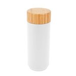 16 Oz. Stainless Steel Lexington Bottle With Bamboo Lid - White