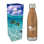 16 Oz. Swig Stainless Steel Woodtone Bottle With Custom Box -  