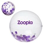 16" Purple and White Confetti Filled Clear Beach Ball