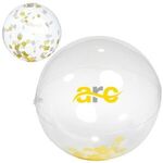 16" Yellow and White Confetti Filled Round Clear Beach Ball