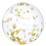 16" Yellow and White Confetti Filled Round Clear Beach Ball