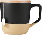 16.5 oz. Boston Ceramic Mug with Wood Lid in Individual Mailer - Black
