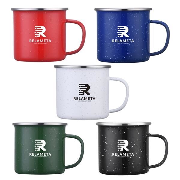 Main Product Image for Custom Printed Enamel mug with Stainless Steel rim 16oz