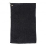 16x25 Hemmed Golf Towel w/ Grommet & Hook - Black