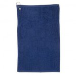 16x25 Hemmed Golf Towel w/ Grommet & Hook - Navy Blue