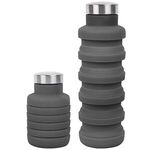 17 oz Collapsible Silicon Water Bottle - Gray