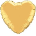 18" Heart 2-Color Spot Print Microfoil Balloons - Metallic Gold