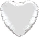 18" Heart 2-Color Spot Print Microfoil Balloons - Silver