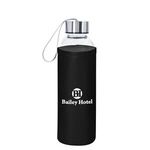 18 OZ. Aqua Pure Glass Bottle With Leatherette Sleeve - Black