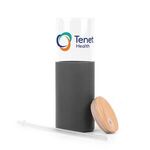 18oz. Glass Tumbler with Bamboo Lid, Straw & Silicone Sleeve - Gray