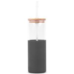 18oz. Glass Tumbler with Bamboo Lid, Straw 