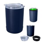 2-In-1 Copper Insulated Beverage Holder And Tumbler - Laser - Navy Blue