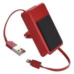2-In-1 Retractable Charger Auto Phone Mount - Red
