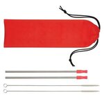 2-Pack Stainless Steel Straw Kit - Red