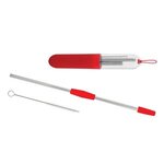 2-Piece Stainless Steel Straw Kit - Red