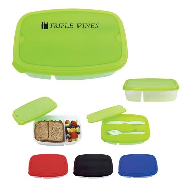 Main Product Image for 2-SECTION LUNCH CONTAINER WITH CUSTOM HANDLE BOX