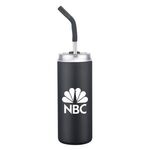 20 oz Stainless Steel Tumbler with Silicone Straw - Black