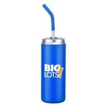 20 oz Stainless Steel Tumbler with Silicone Straw - Blue