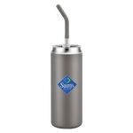 20 oz Stainless Steel Tumbler with Silicone Straw - Gray