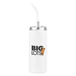 20 oz Stainless Steel Tumbler with Silicone Straw - White