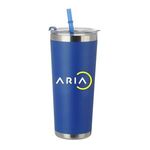 20 oz. Stainless Steel Tumbler with Straw -  