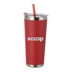 20 oz. Stainless Steel Tumbler with Straw -  