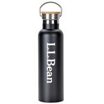 20 oz. Stainless Steel Water Bottle with Screw-on Bamboo Lid - Black