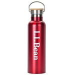 20 oz. Stainless Steel Water Bottle with Screw-on Bamboo Lid - Red