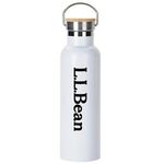 20 oz. Stainless Steel Water Bottle with Screw-on Bamboo Lid - White