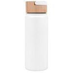 20 oz. Vacuum-Sealed Stainless Water Bottle with Bamboo Lid - White
