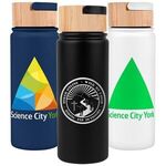 20 oz. Vacuum-Sealed Stainless Water Bottle with Bamboo Lid -  