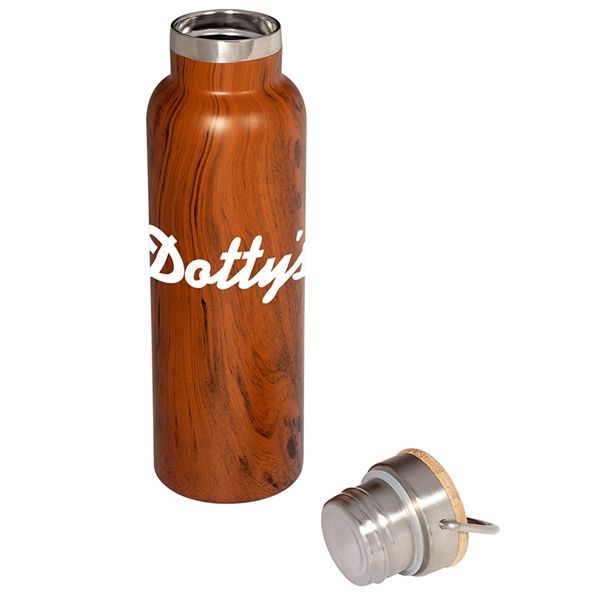 Main Product Image for Custom 20 Oz. Woodgrain Vacuum Bottle With Bamboo Lid