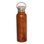 20 oz. Woodgrain Vacuum Bottle with Bamboo Lid -  