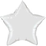 20" Star 2-Color Spot Print Microfoil Balloon - White