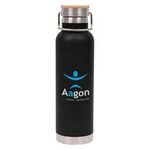 22 oz Double Wall Stainless Steel Bottle w/Bamboo Lid - Black