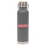 22 oz Double Wall Stainless Steel Bottle w/Bamboo Lid - Gray