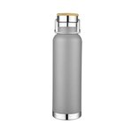 22 Oz. Double Wall Vacuum Bottle with Bamboo Lid - Full Color - Gray