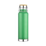 22 Oz. Double Wall Vacuum Bottle with Bamboo Lid - Full Color - Green