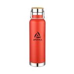 22 Oz. Double Wall Vacuum Bottle with Bamboo Lid - Red