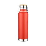22 Oz. Double Wall Vacuum Bottle with Bamboo Lid - Silkscreen - Red