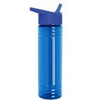 24 Oz Slim Fit Bottle With Flip Straw - Digital - Transparent  Blue