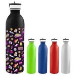 24 Oz. Full Color Stainless Steel Newcastle Bottle - Blue