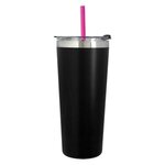 24 Oz. Full Laser Colma Basics Tumbler - Fuchsia Straw