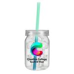 24 oz. Plastic Mason Jar with Mood Straw, Full Color Digital -  