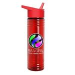 24 Oz. Slim Fit Bottle With Flip Straw - Digital - Transparent Red