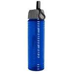 24 oz. Slim Fit UpCycle RPET Bottles with Ring Straw Lid - Transparent Blue