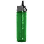 24 oz. Slim Fit UpCycle RPET Bottles with Ring Straw Lid - Transparent Green