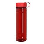 24 oz. Slim Fit UpCycle RPET Bottles with Tethered Lid - Transparent Red