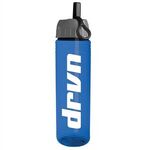 24 oz. Slim Fit Water Bottle with Ring Straw Lid - Transparent Blue